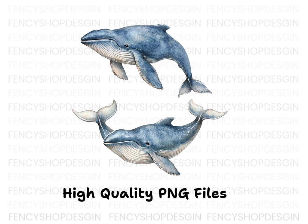 Majestic Blue Whale Clipart Bundle