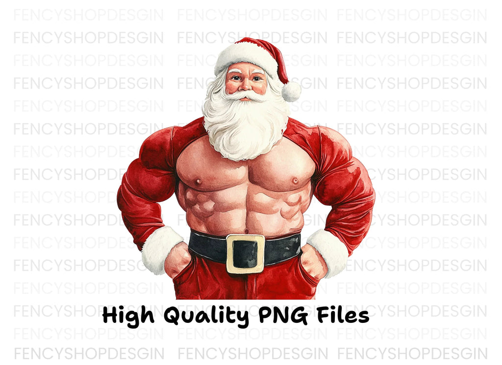 Muscular Santa Claus Clipart Bundle