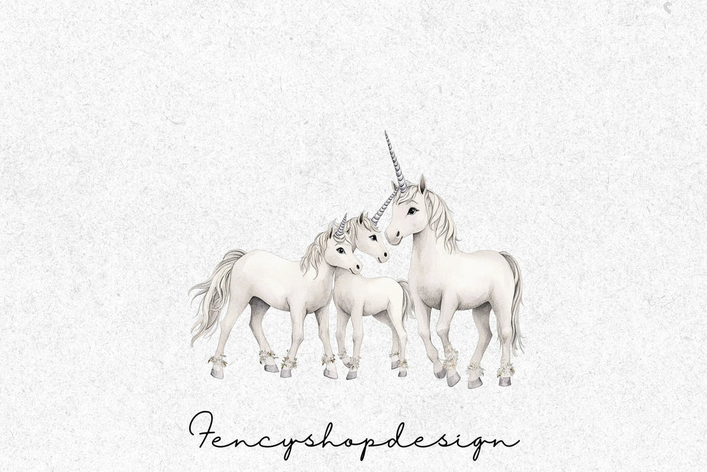 Magical Christmas Unicorns Clipart Bundle