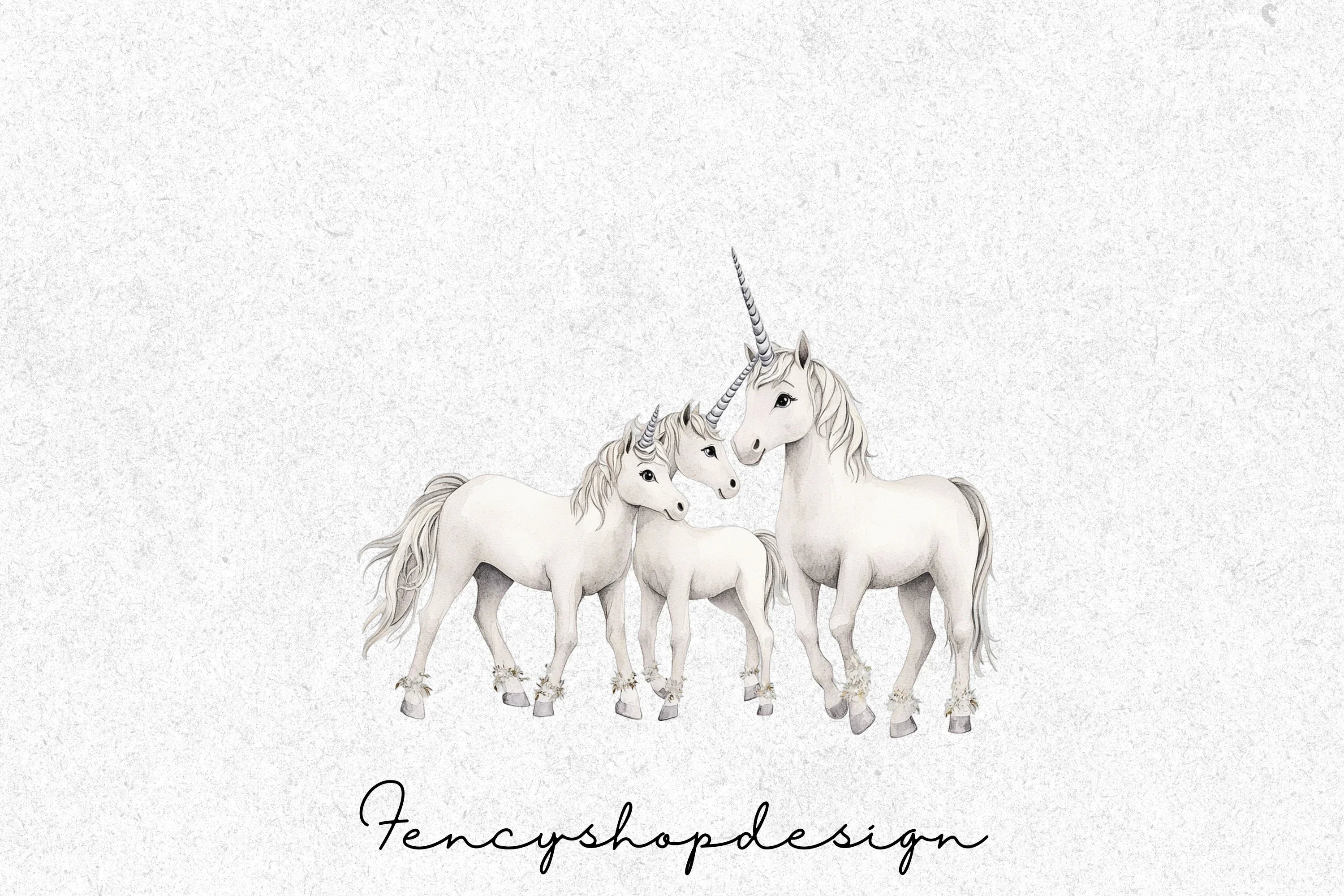 Magical Christmas Unicorns Clipart Bundle