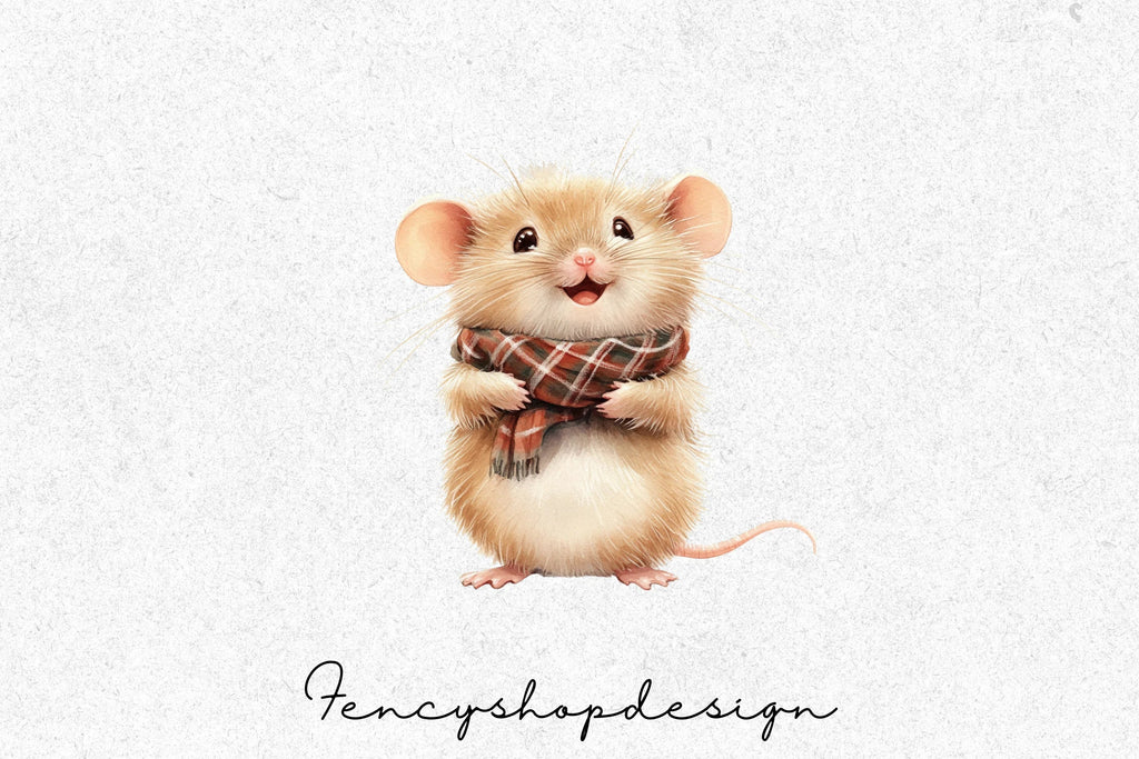Cute Christmas Mice Clipart Bundle