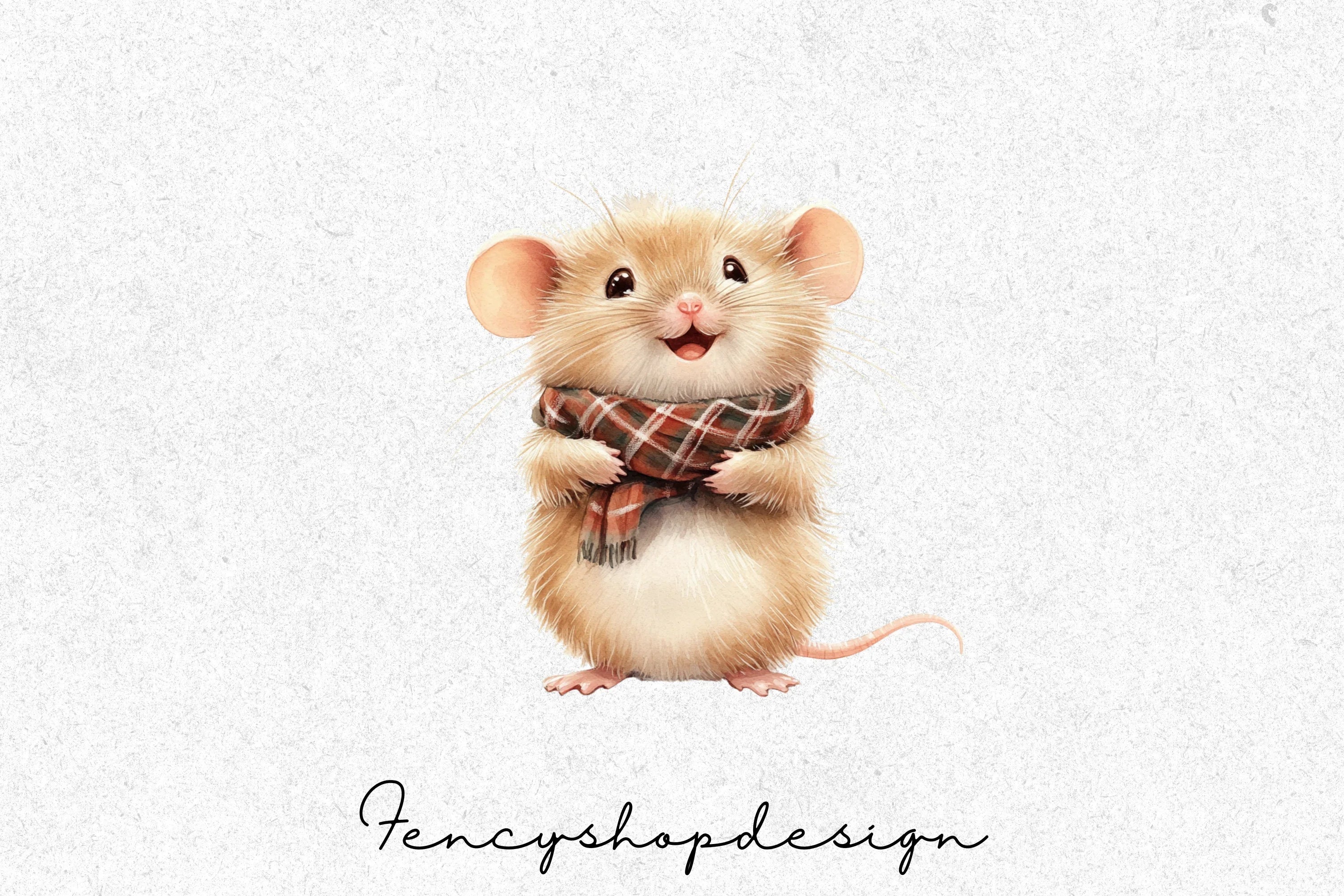Cute Christmas Mice Clipart Bundle