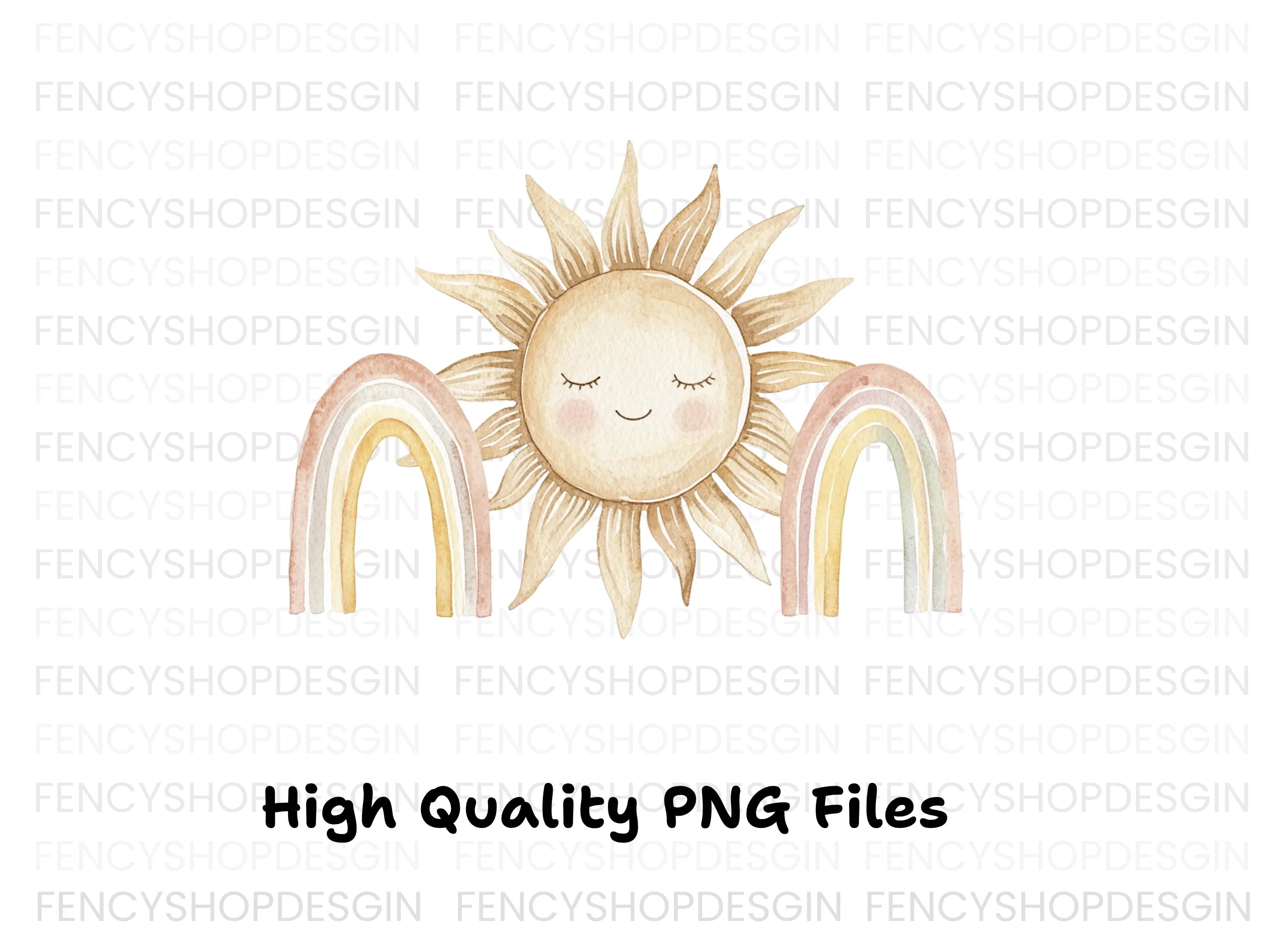 Boho Sun and Rainbow Clipart Bundle