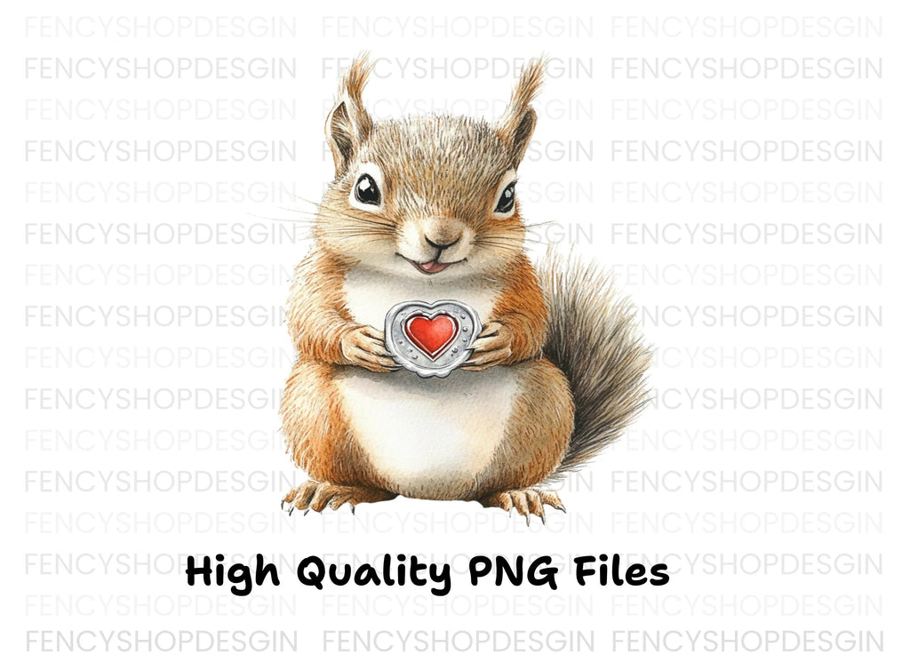 Cute Squirrels with Hearts Clipart Bundle
