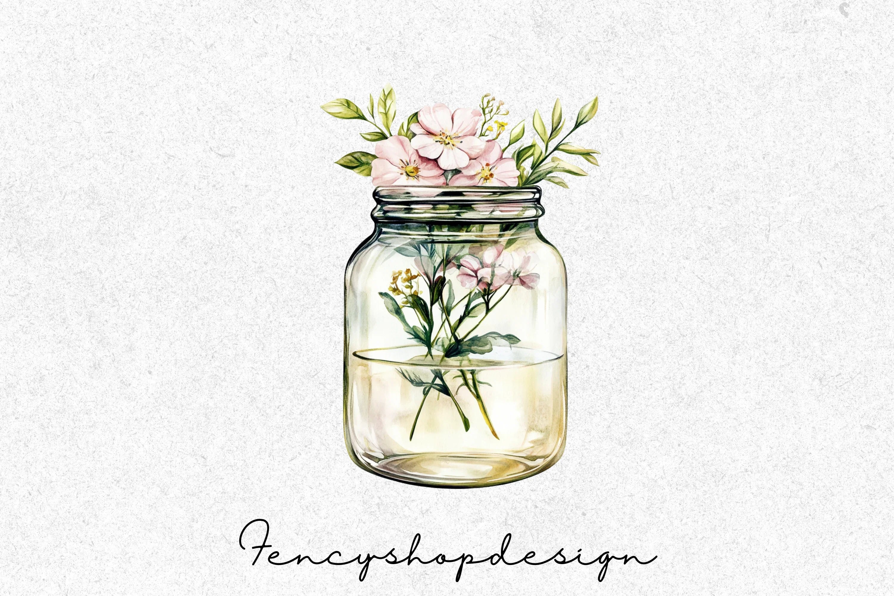 Wildflower Mason Jars Clipart Bundle