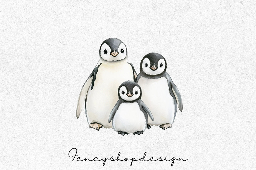 Cute Penguin Family Clipart Bundle