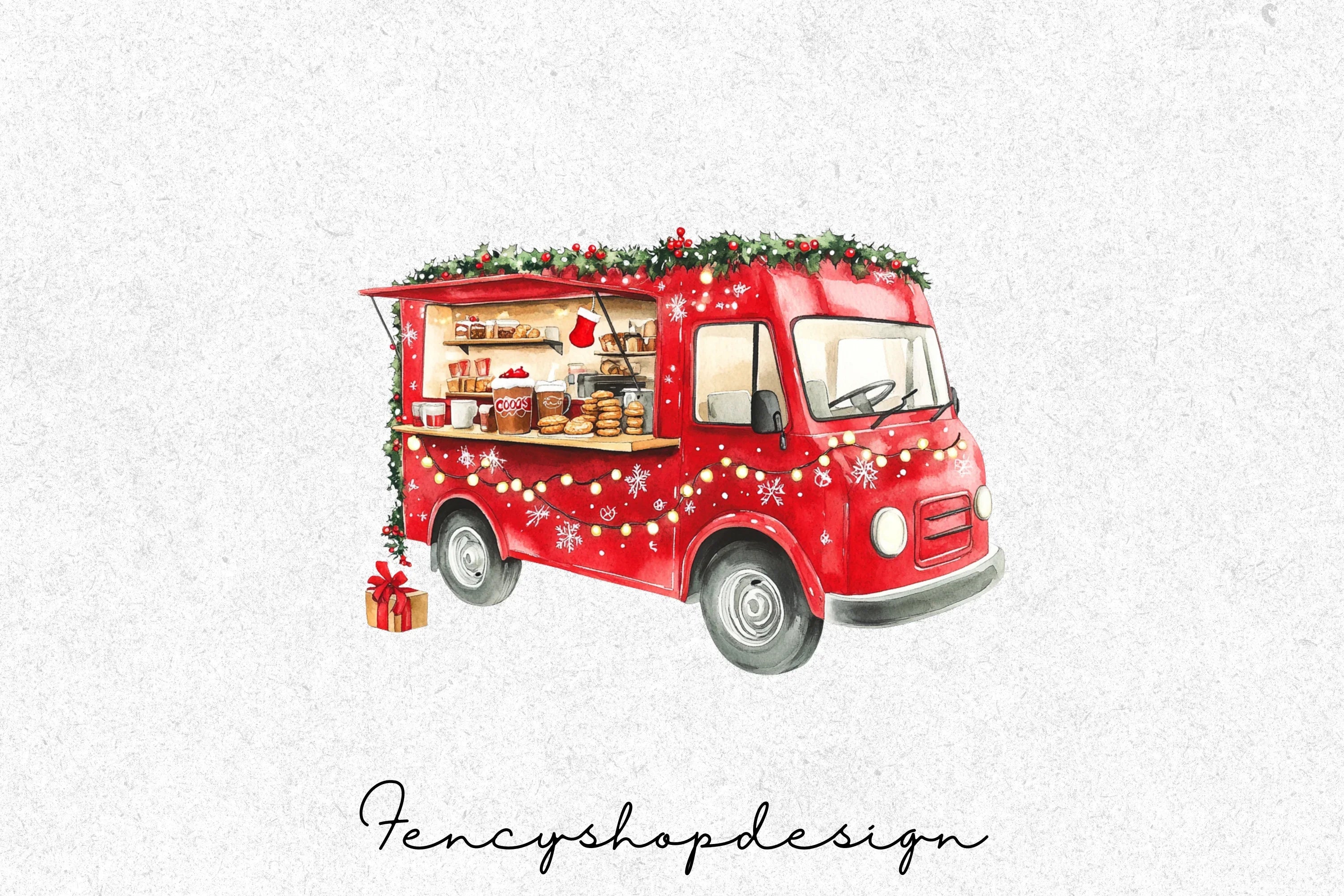 Christmas Food Truck Clipart Bundle