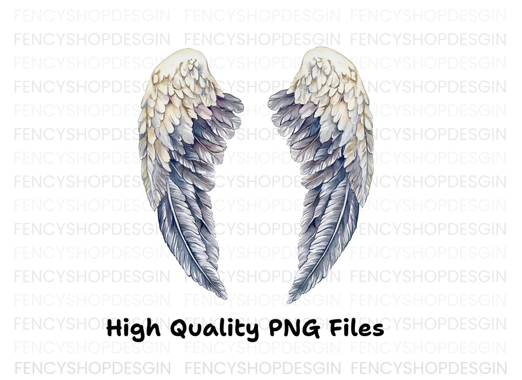 Grey Angel Wings Clipart Bundle