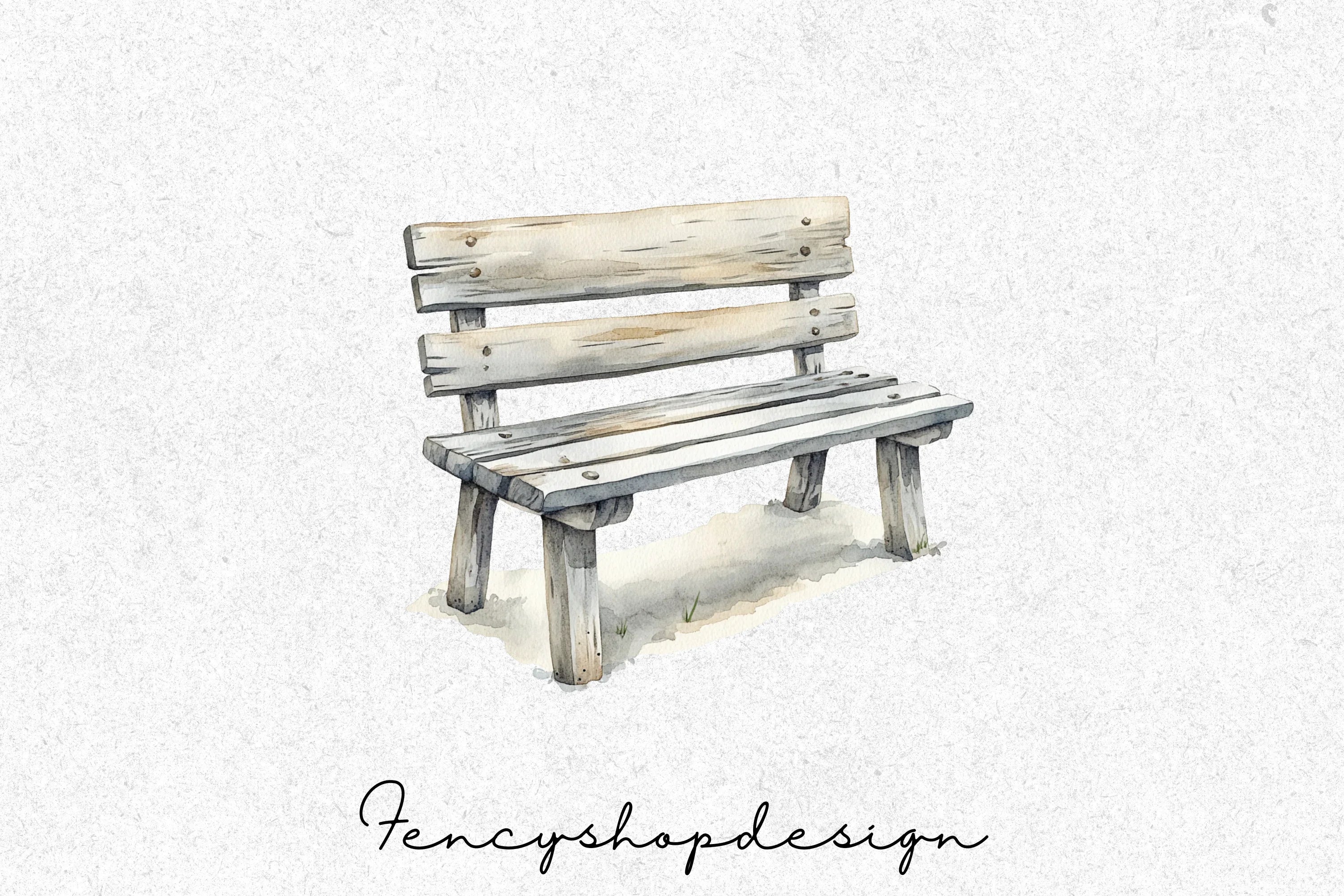 Rustic Wooden Bench Clipart Bundle