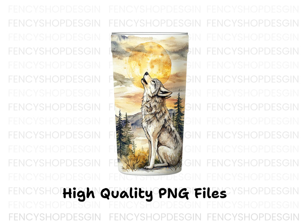 Wolf Howling at Moon Clipart Bundle