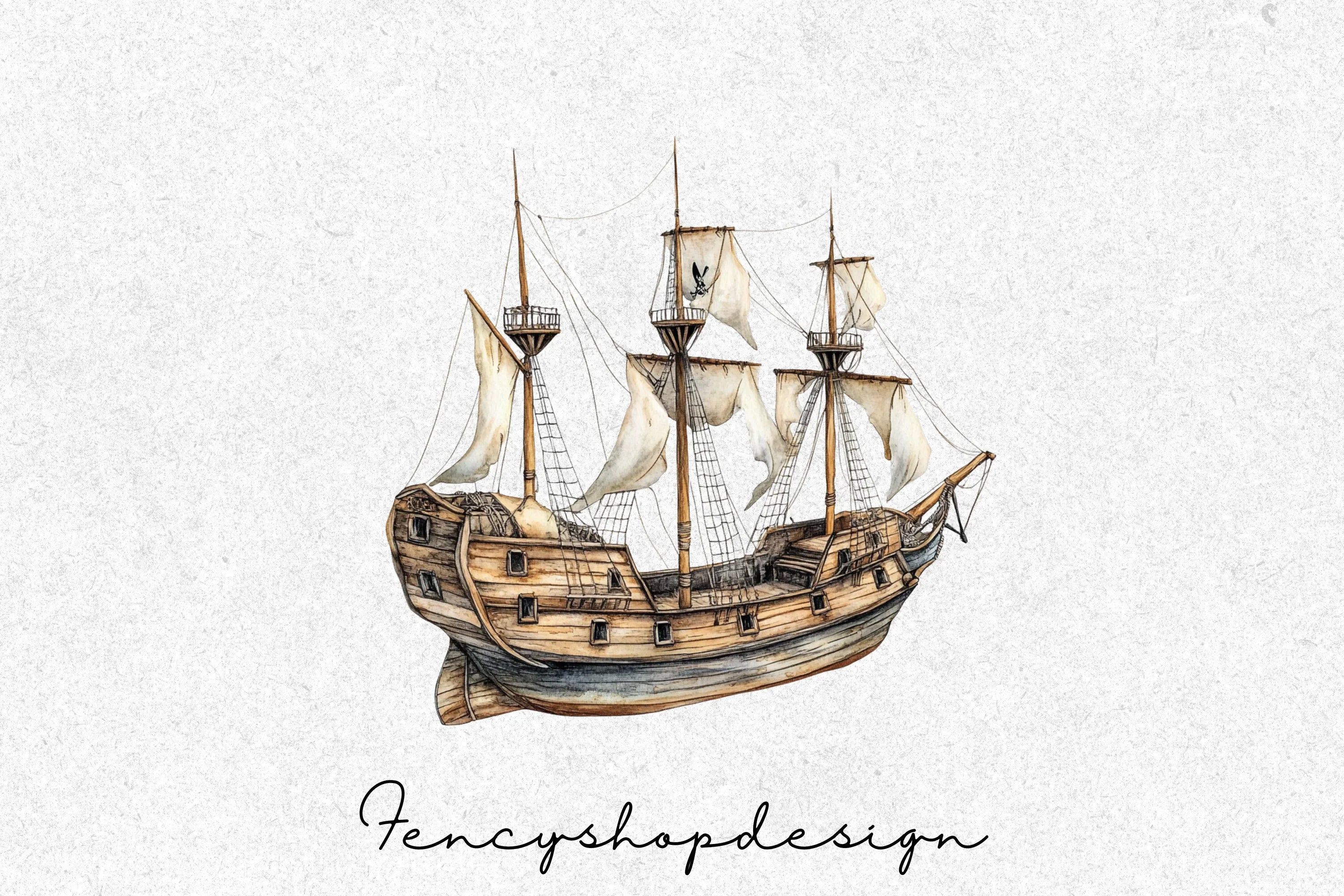 Vintage Sailing Ship Clipart Bundle