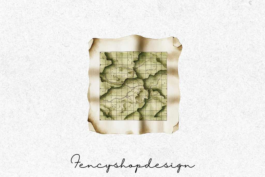 Vintage Fantasy Treasure Map Clipart Bundle