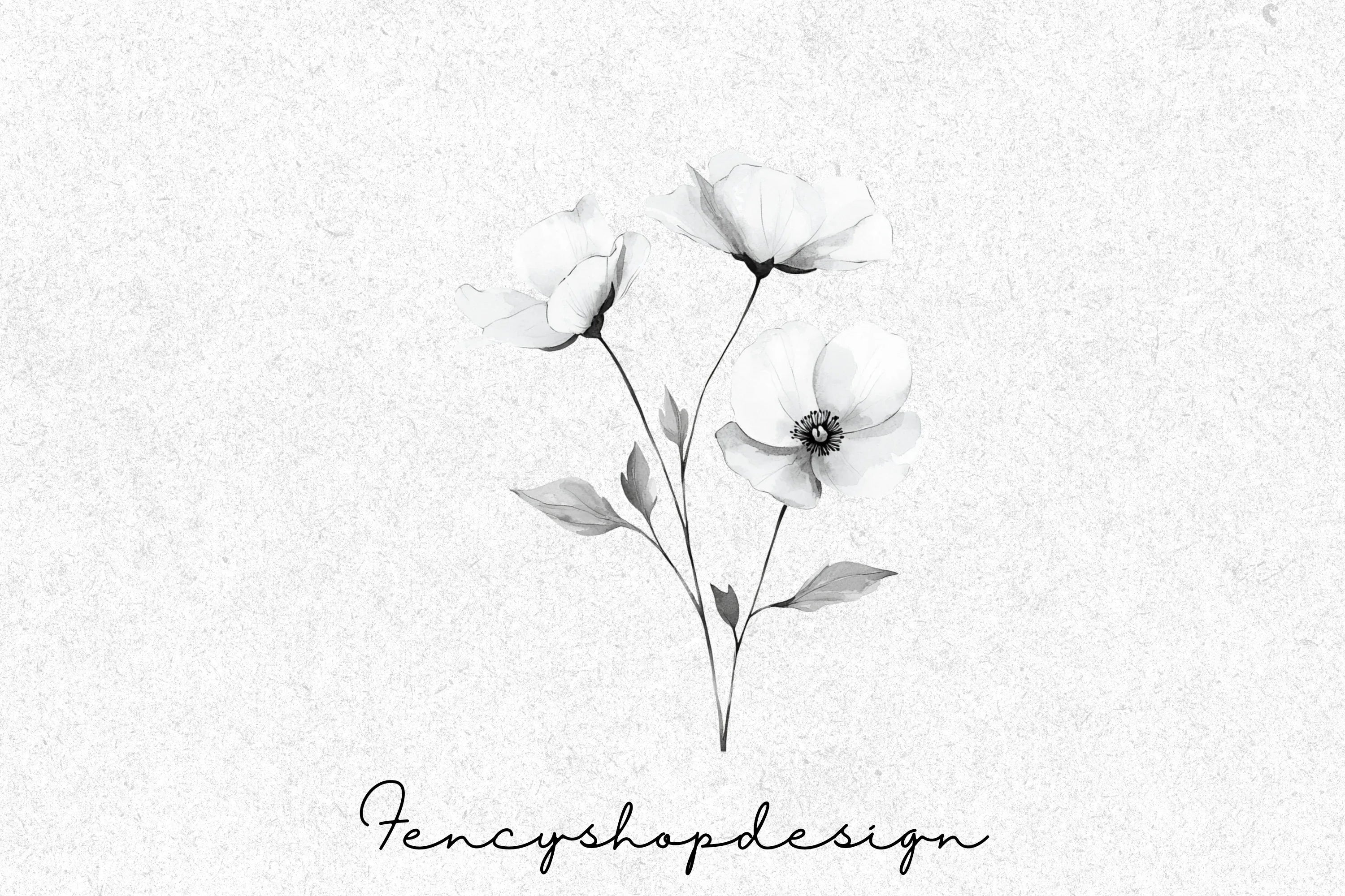 Monochrome Floral Clipart Bundle