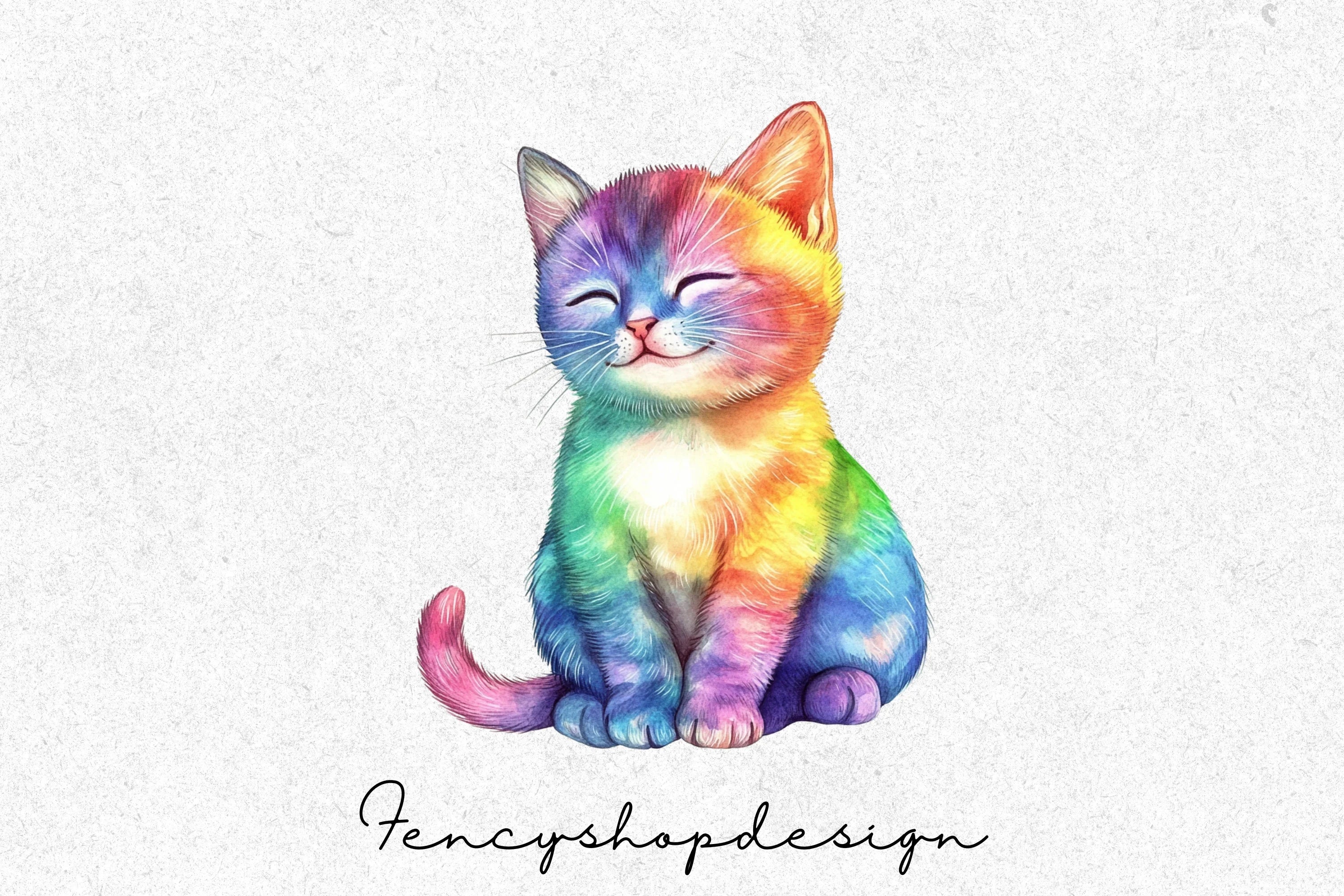 Vibrant Rainbow Kitten Clipart Bundle