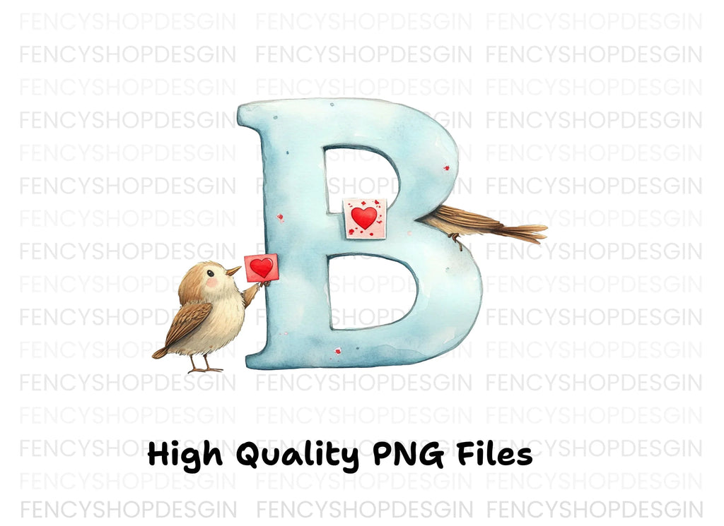 Cute Birds and Love Letter Alphabet Clipart Bundle