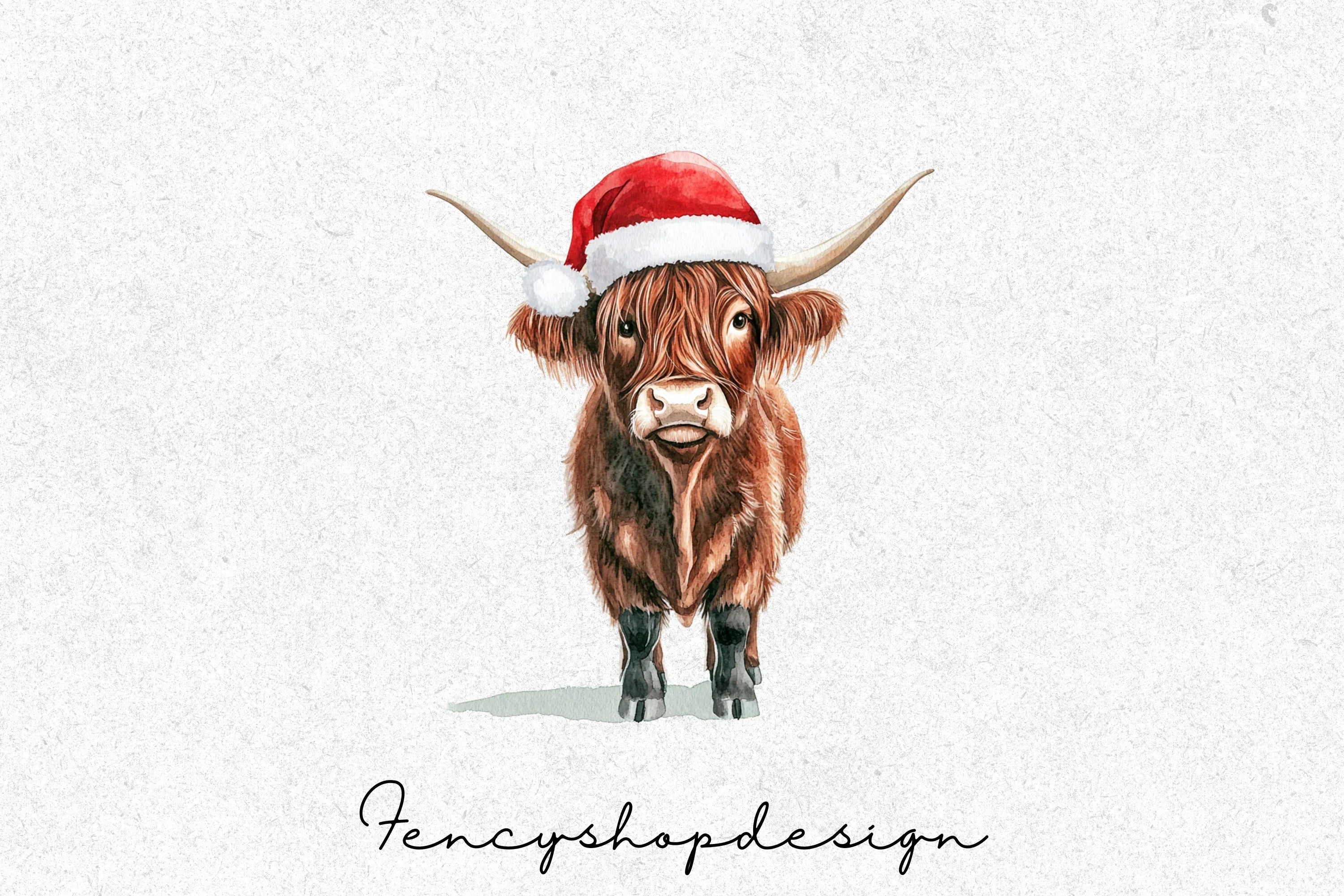 Cute Highland Cow Christmas Clipart Bundle