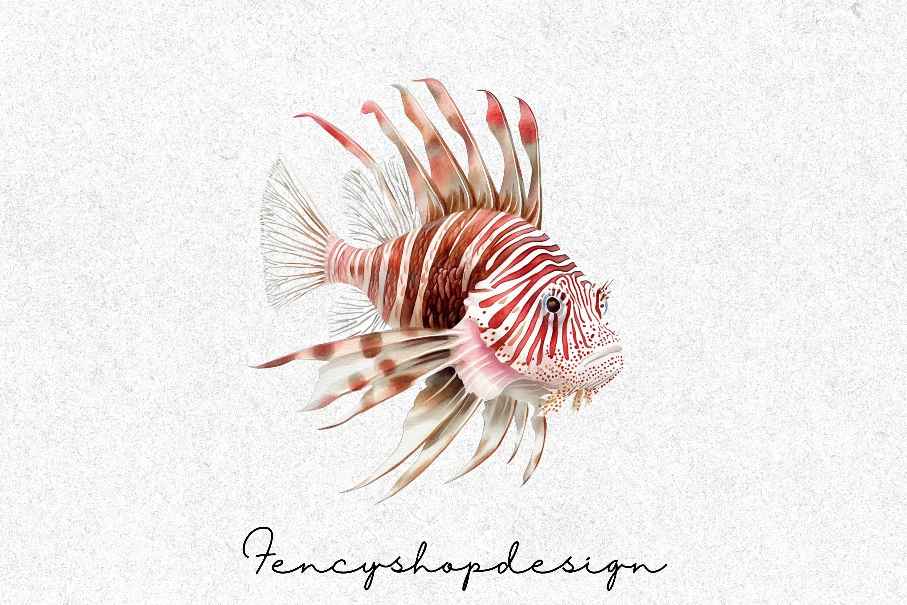 Colorful Lionfish Aquatic Creature Clipart Bundle