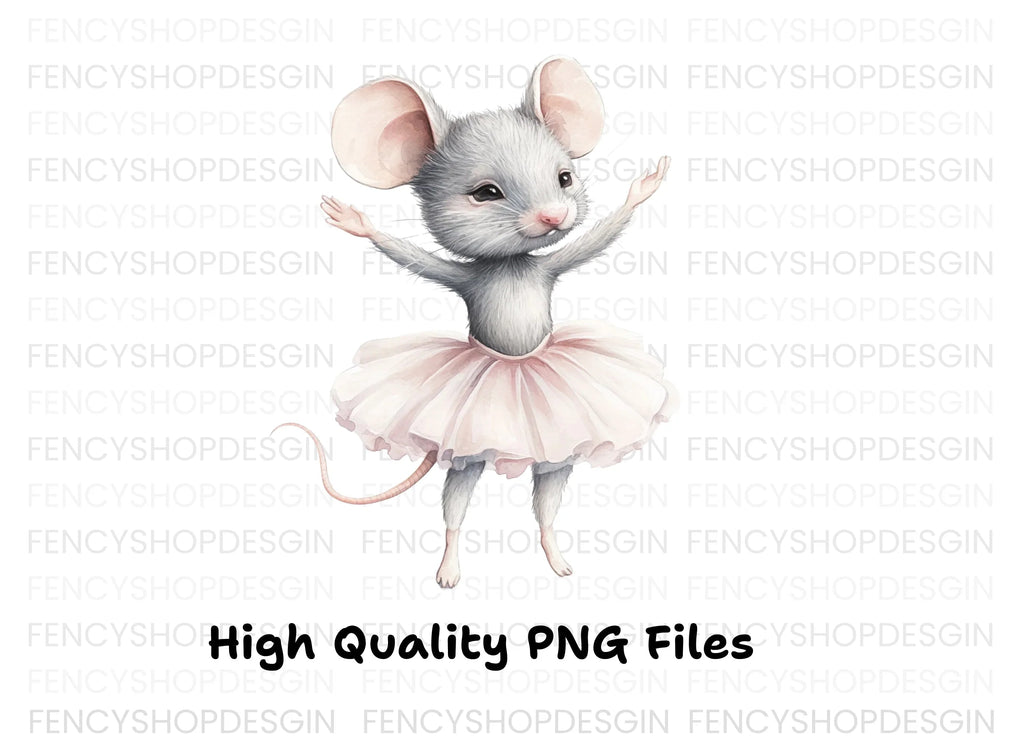 Twin Grey Ballerina Mice Clipart Bundle
