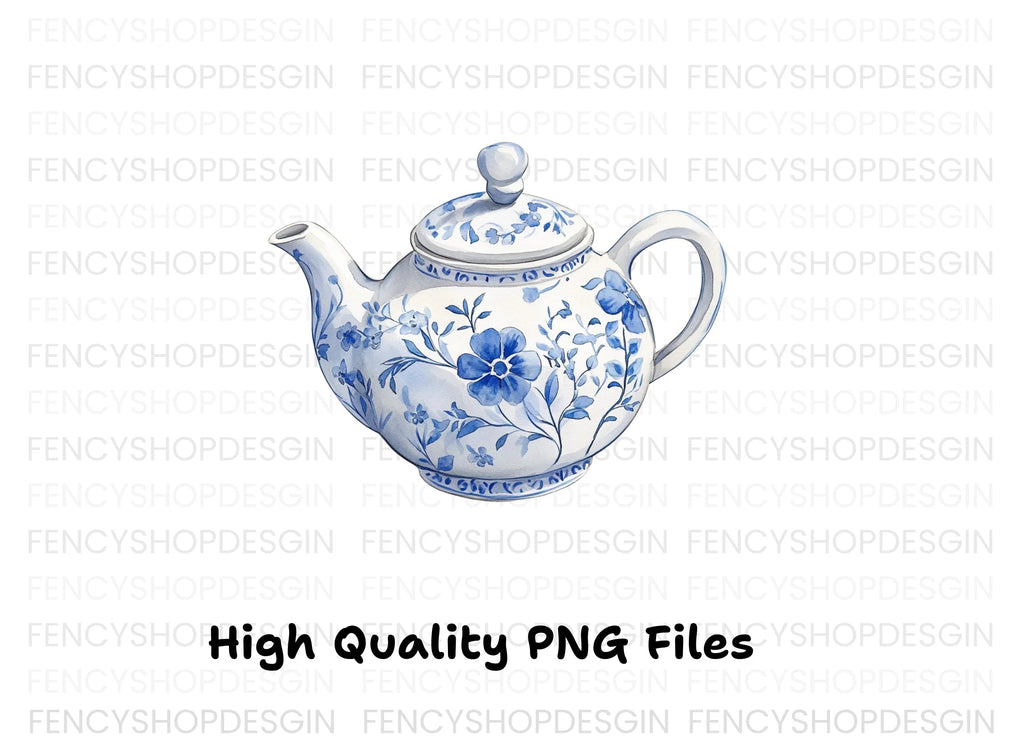Blue and White Teapots Clipart Bundle