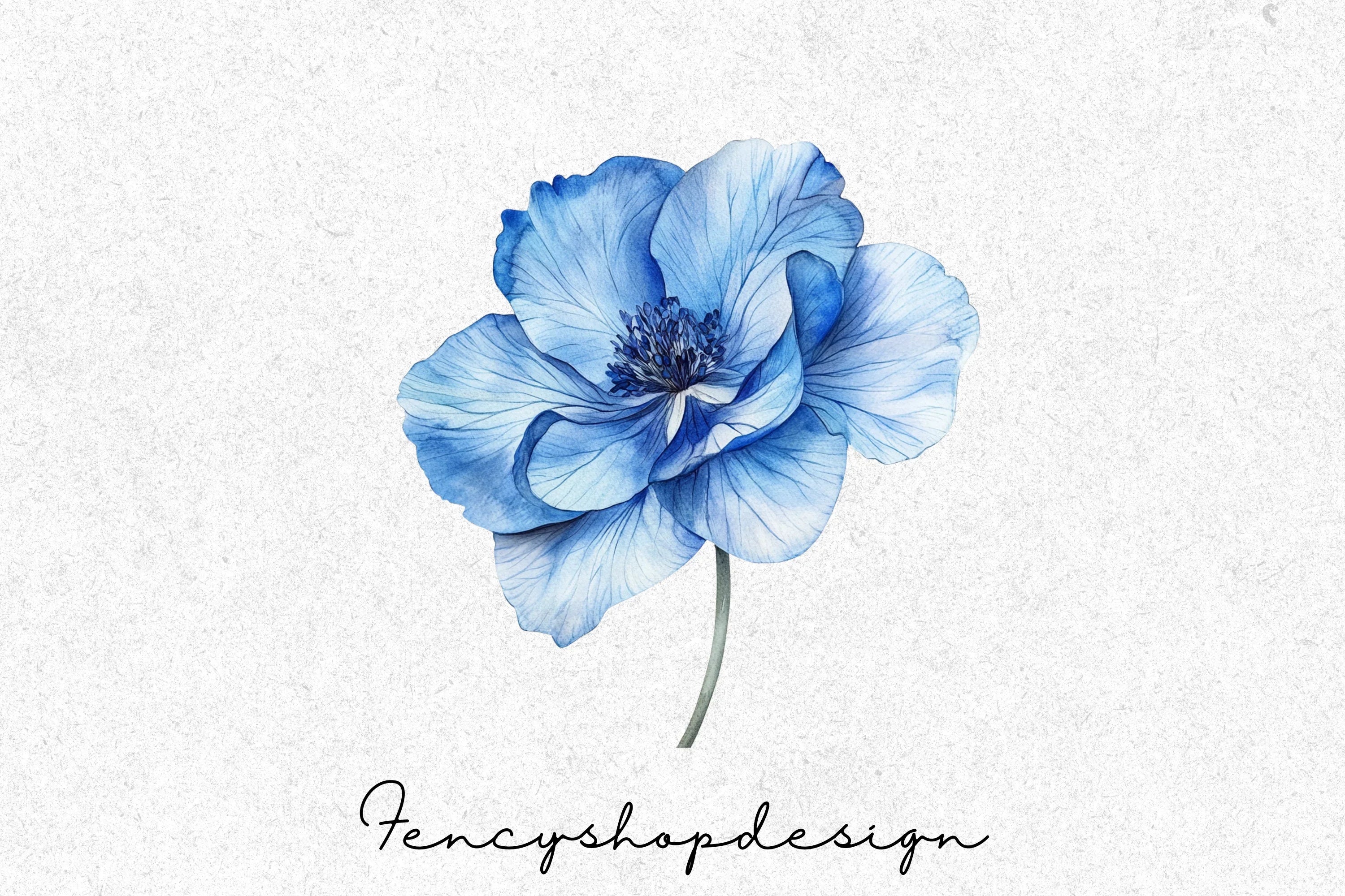 Blue Floral Clipart Bundle