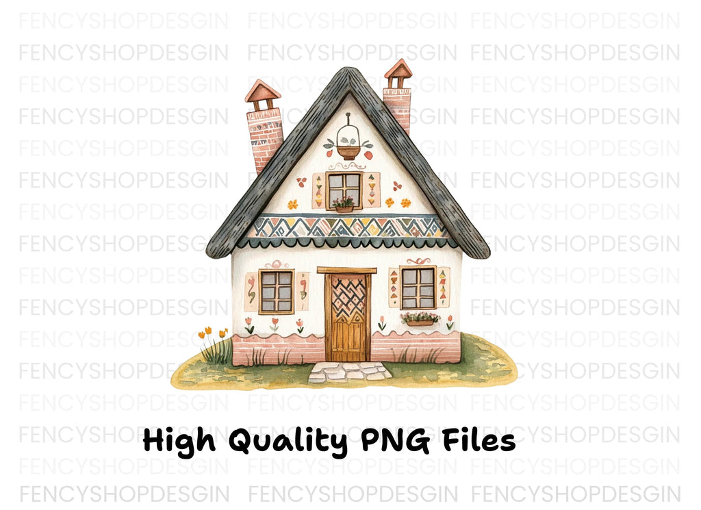 Charming Folk House Clipart Bundle