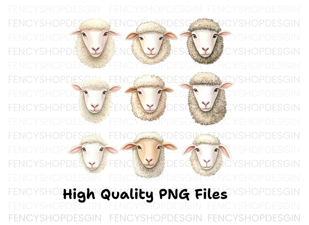 Sheep Faces Clipart Bundle