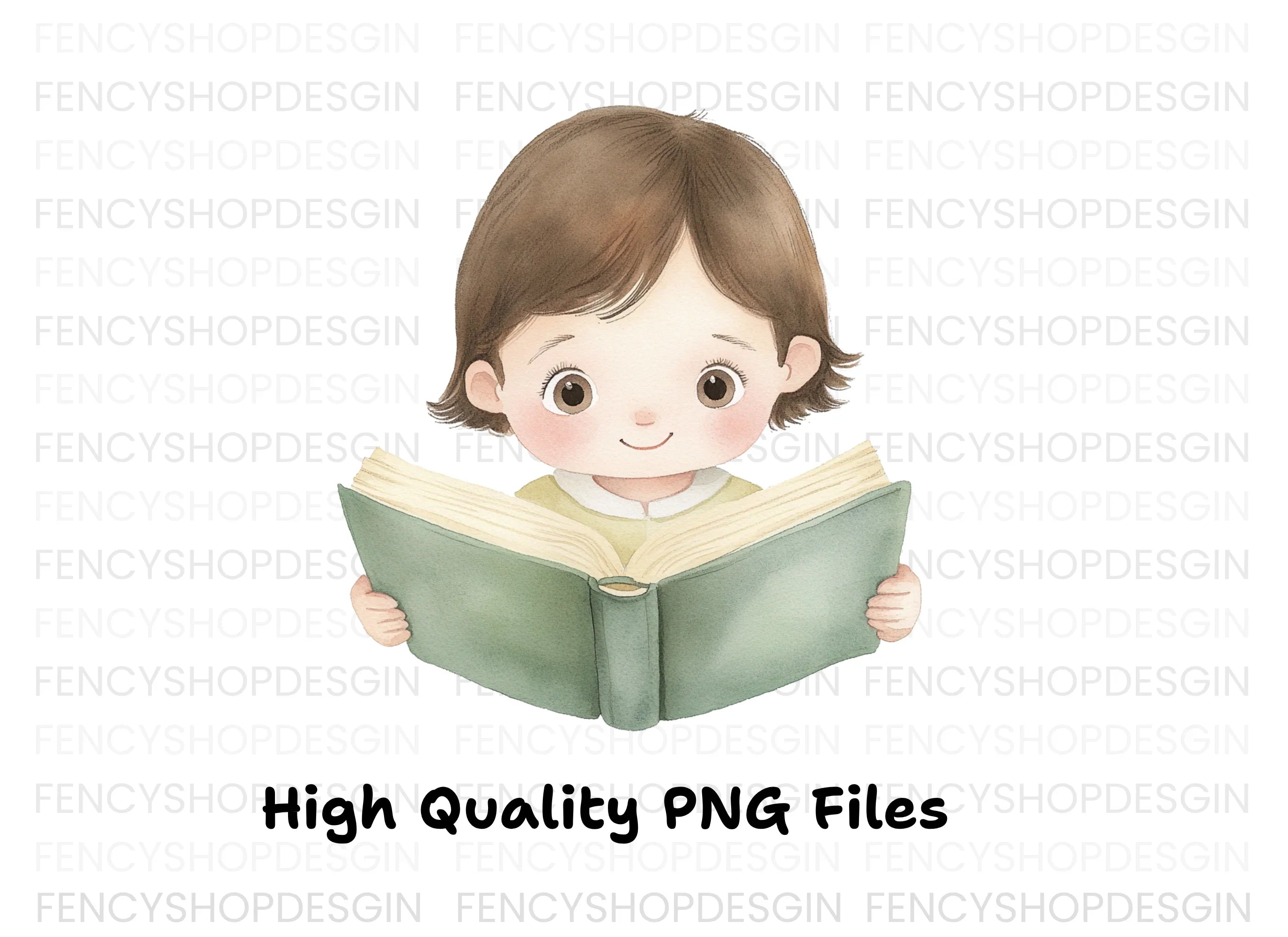 Charming Child Reading Clipart Bundle