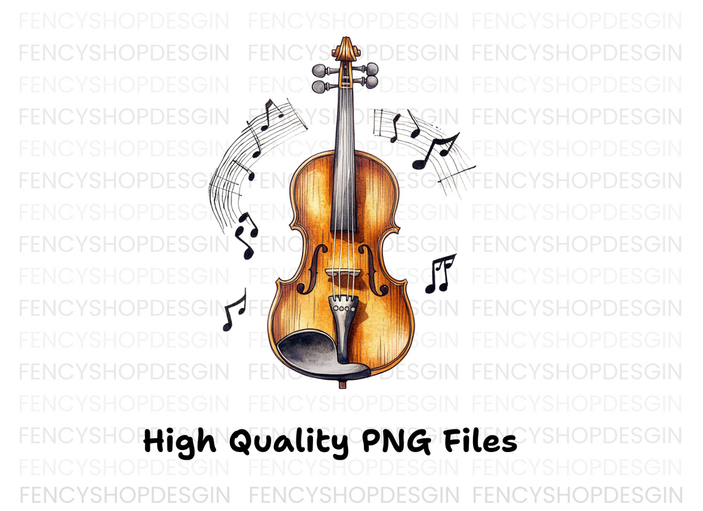 Violin with Musical Notes Clipart Bundle