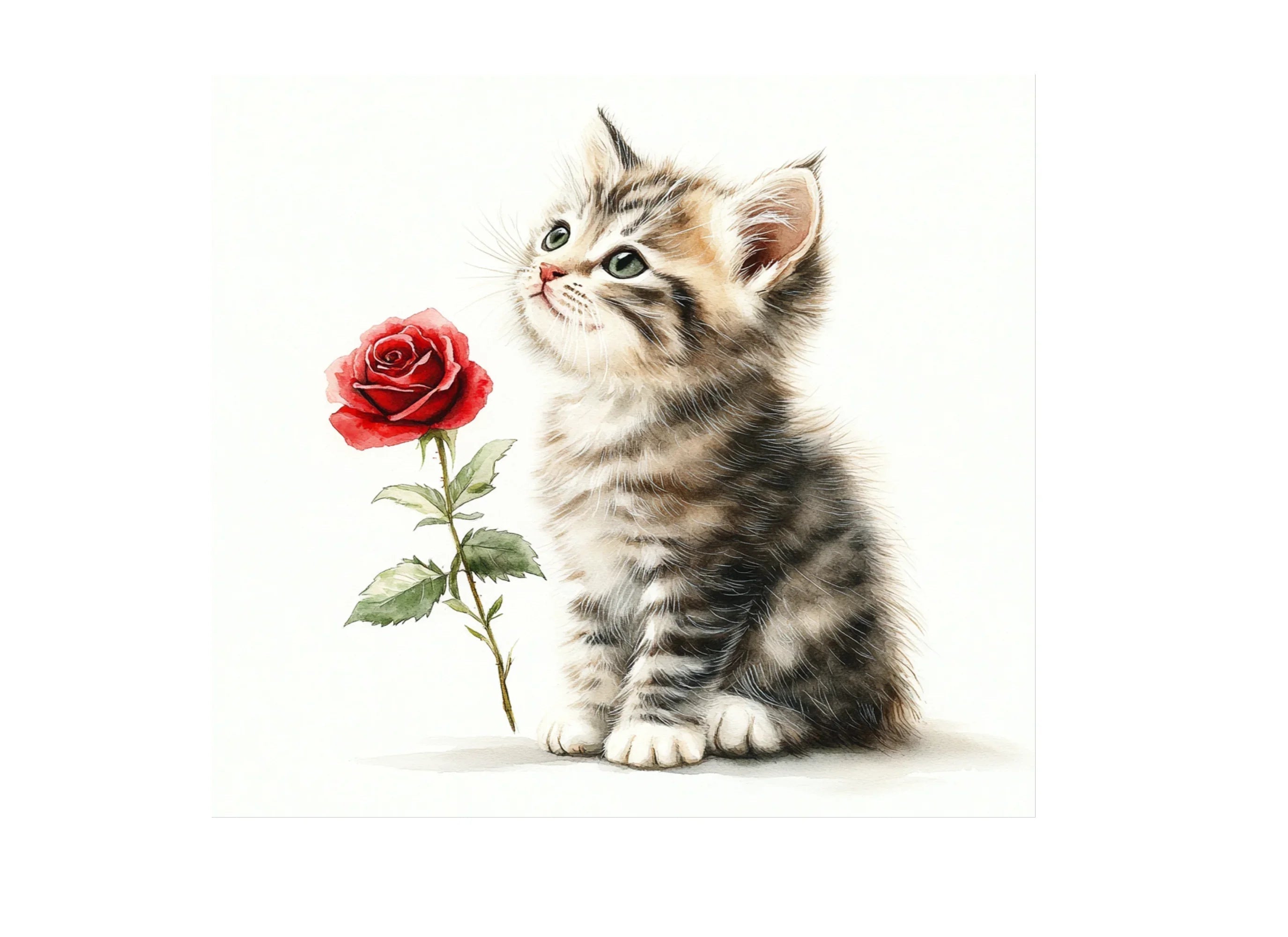 Sweet Kittens with Red Roses Clipart Bundle
