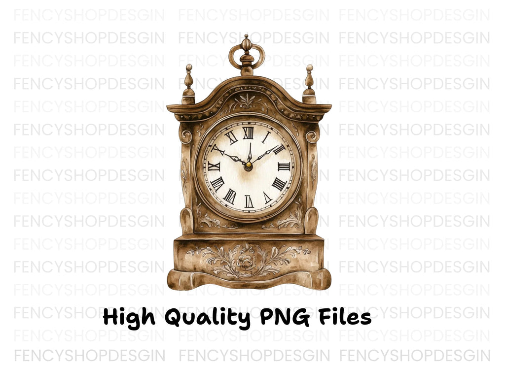 Antique Mantel Clock Clipart Bundle
