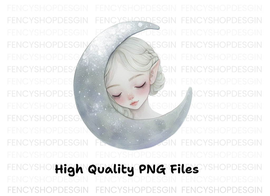 Sleeping Moon Elves Clipart Bundle