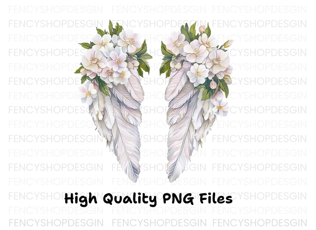 Elegant White Feather Angel Wings Clipart Bundle