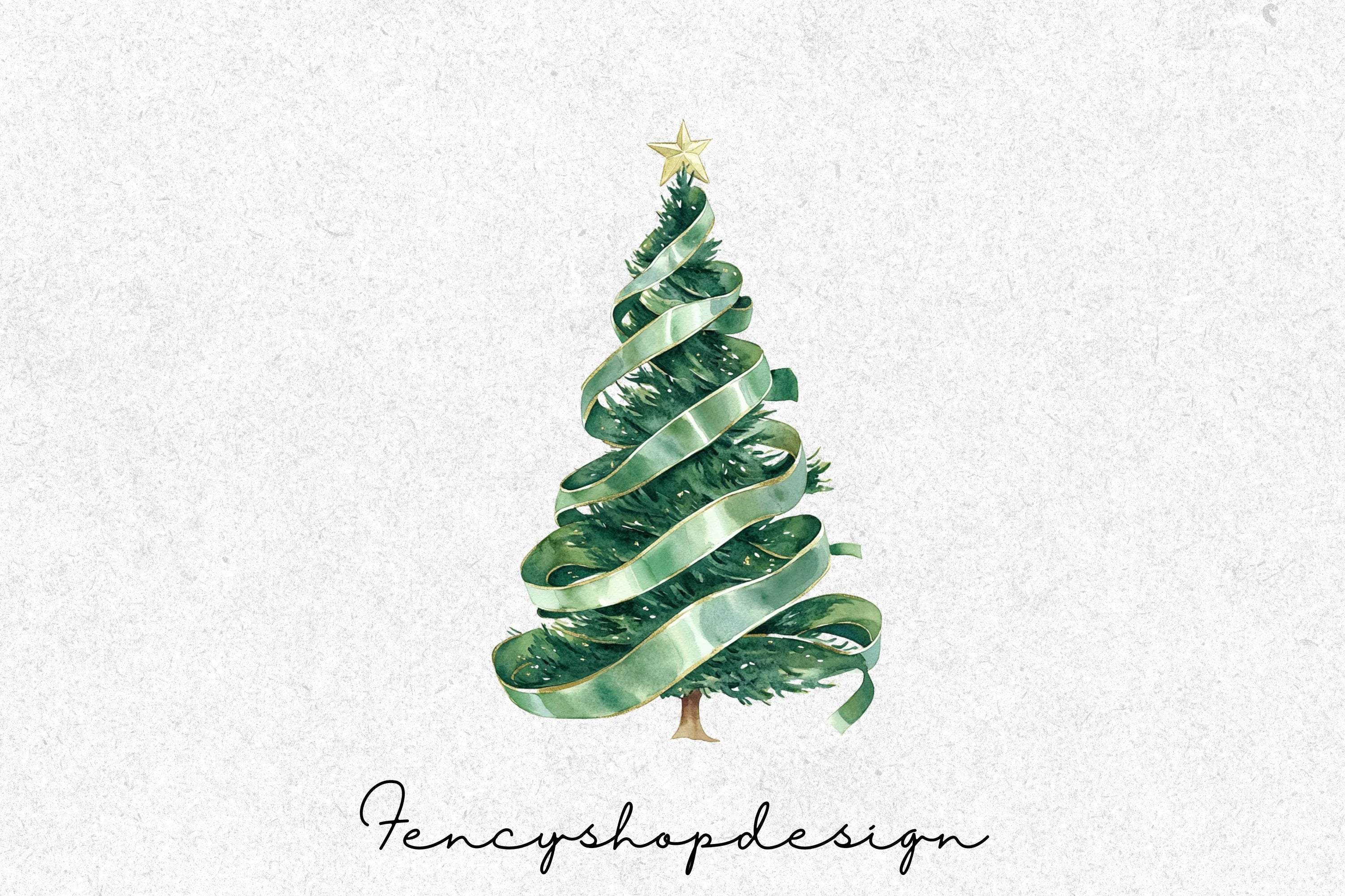 Holiday Evergreen Tree Clipart Bundle