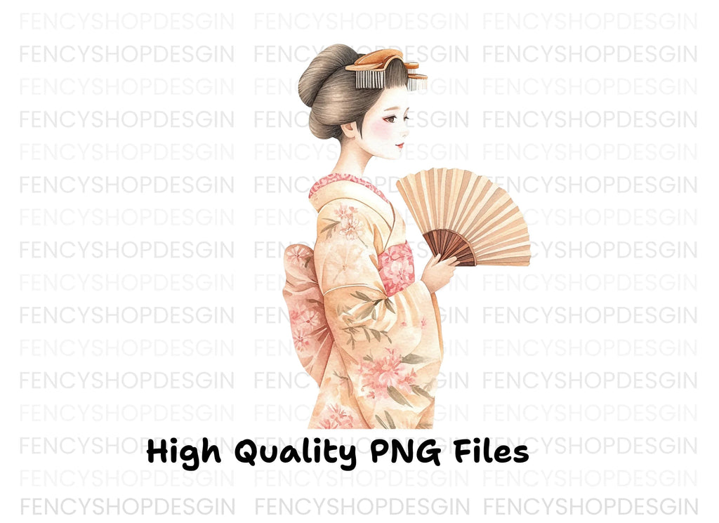 Elegant Japanese Geisha Clipart Bundle