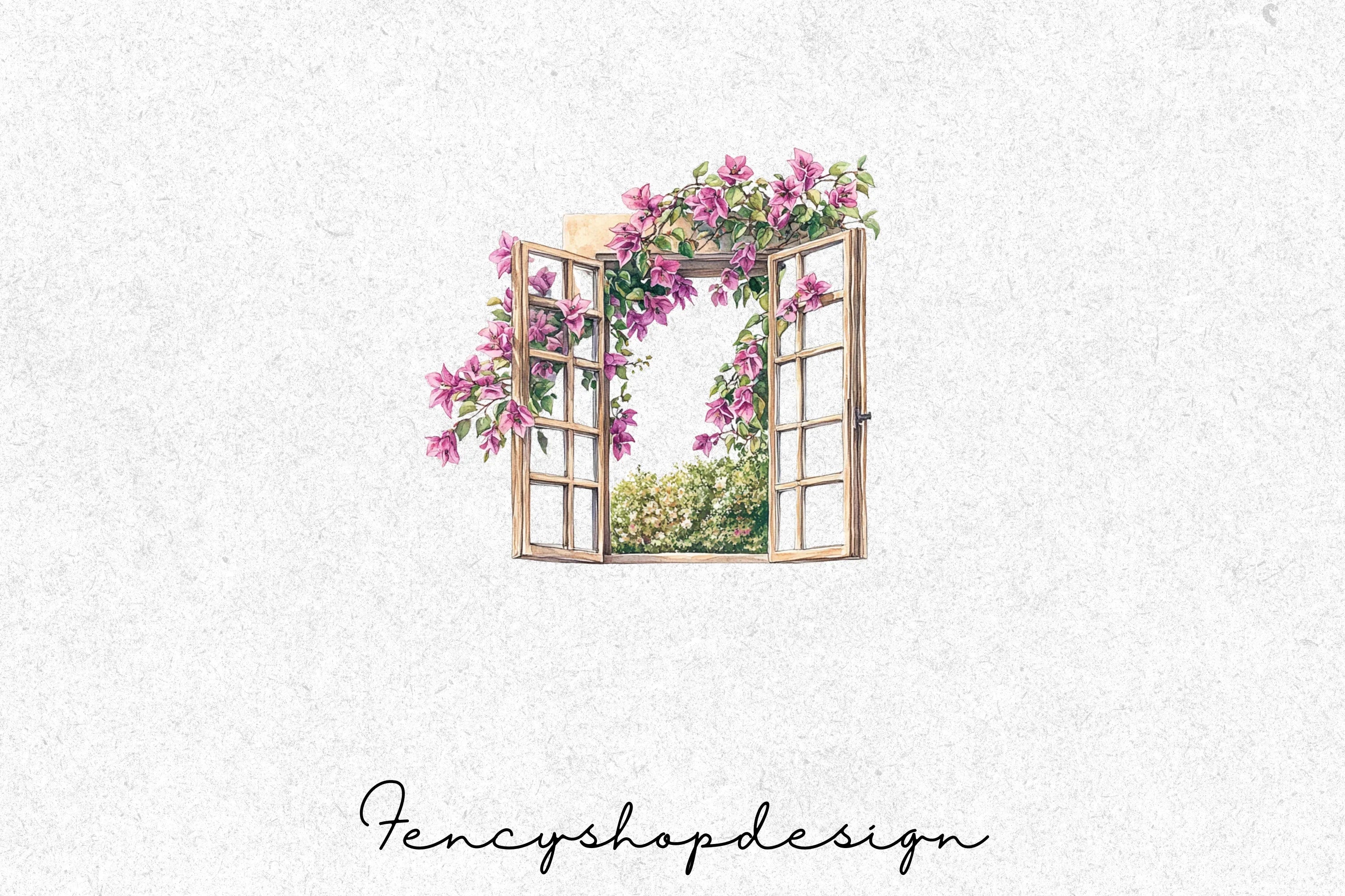 Bougainvillea Window Clipart Bundle