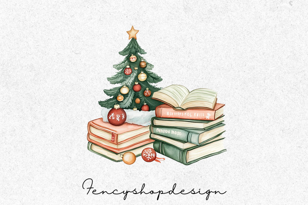 Vintage Christmas Books Clipart Bundle