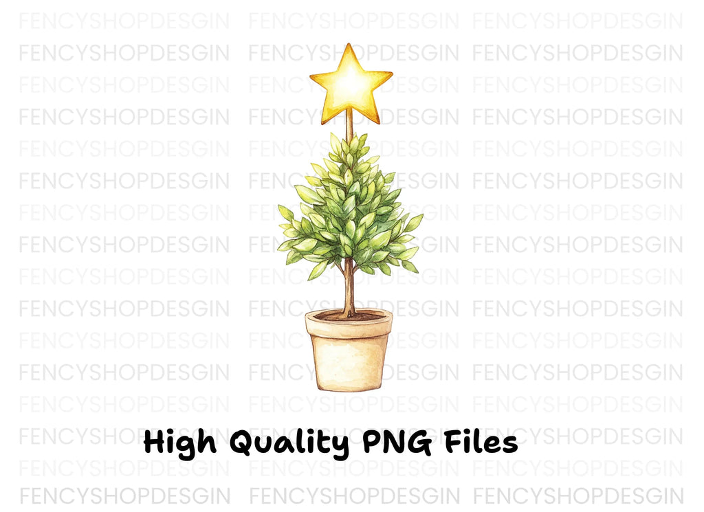 Potted Christmas Trees Clipart Bundle