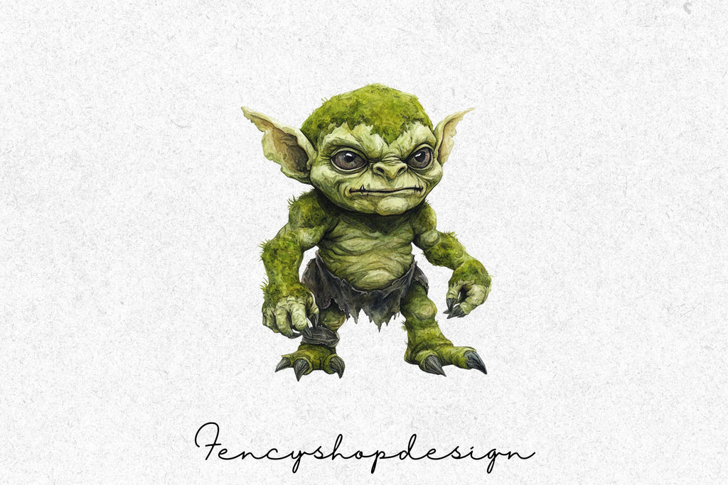 Adorable Green Fantasy Creature Clipart Bundle