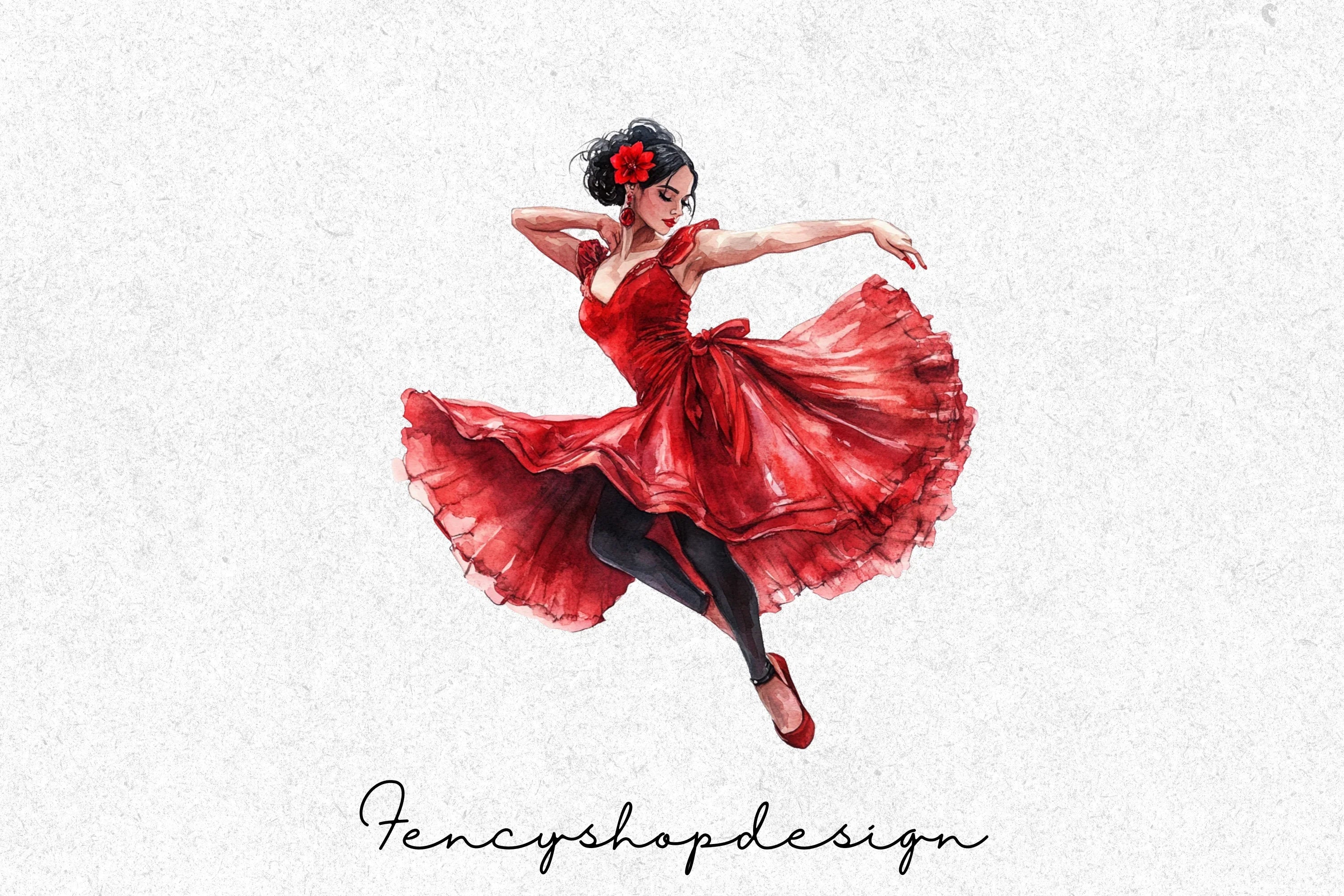 Elegant Flamenco Dancer Clipart Bundle