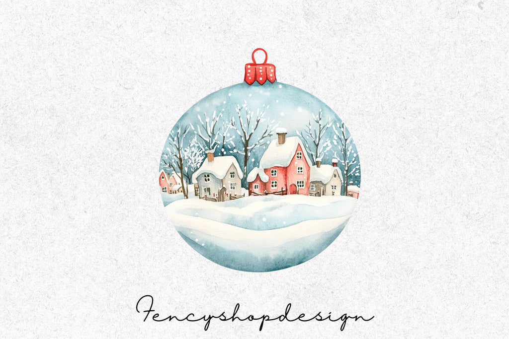 Winter Village Ornaments Clipart Bundle