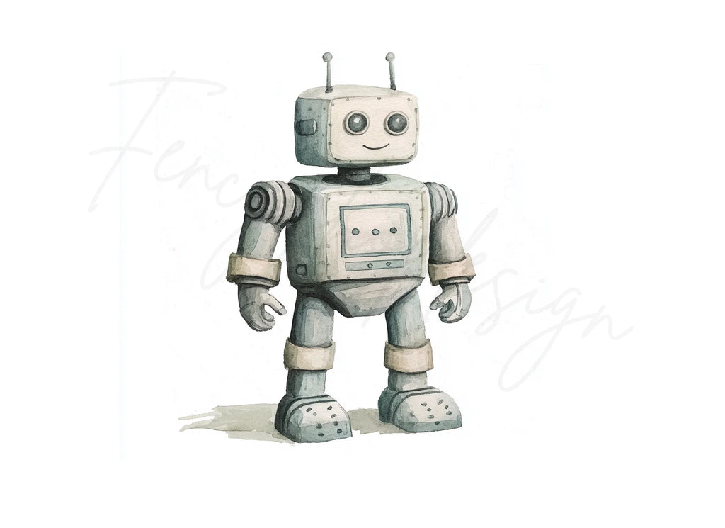 Vintage Style Robot Clipart Bundle