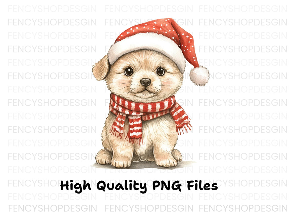 Cute Christmas Puppies Clipart Bundle