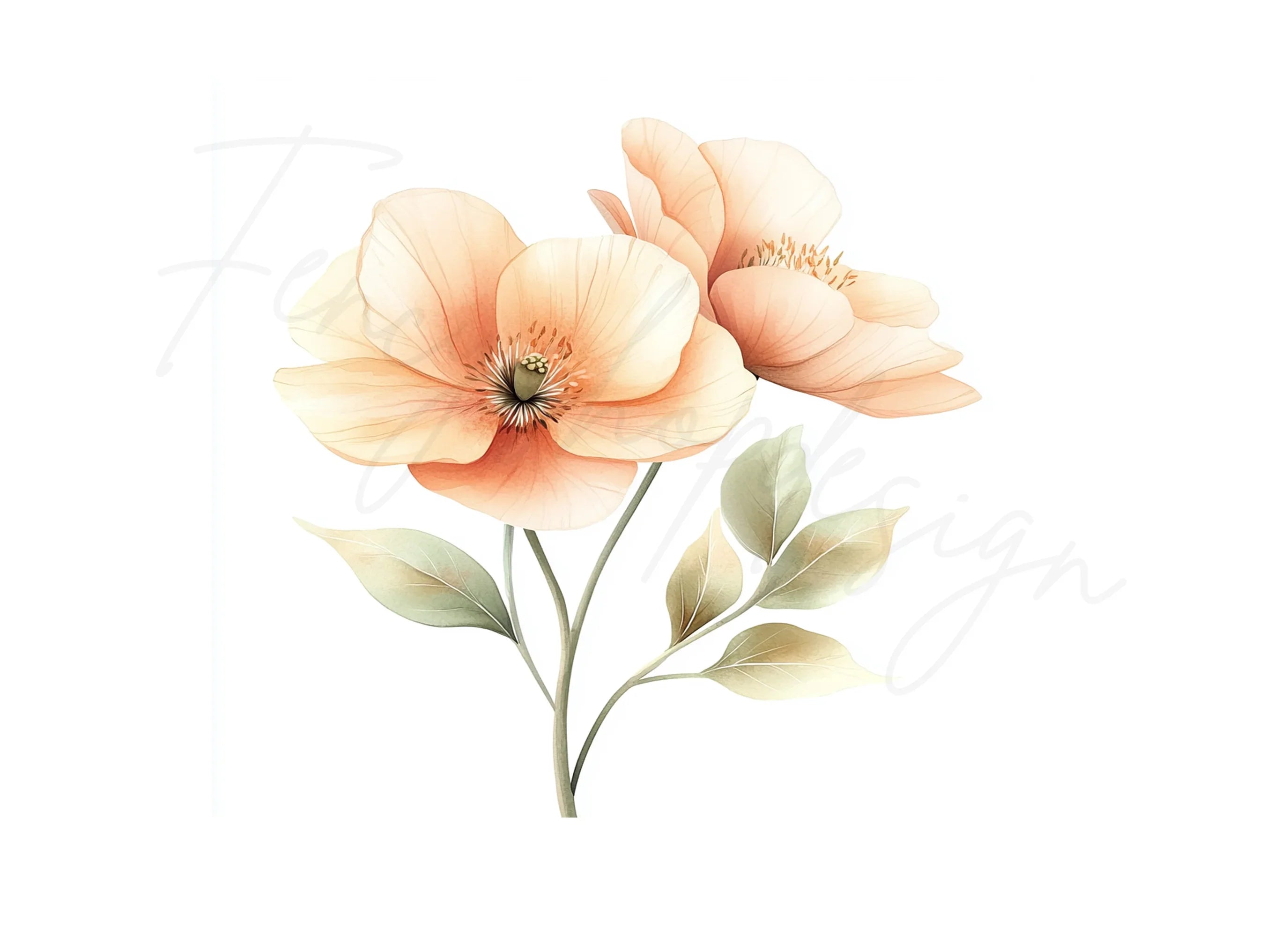 Vibrant Peach Flower Clipart Bundle
