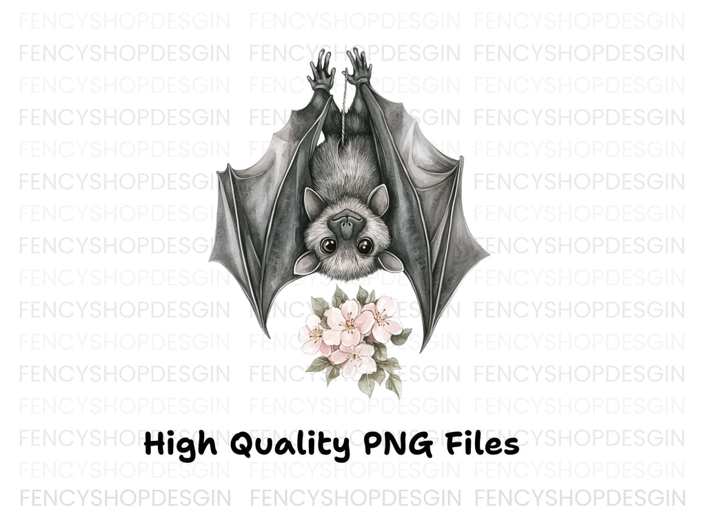 Cute Bat with Flowers Clipart Bundle
