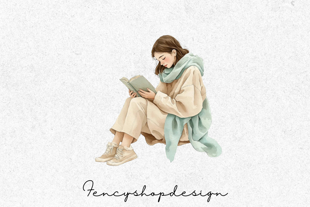 Women Reading Book Clipart Bundle