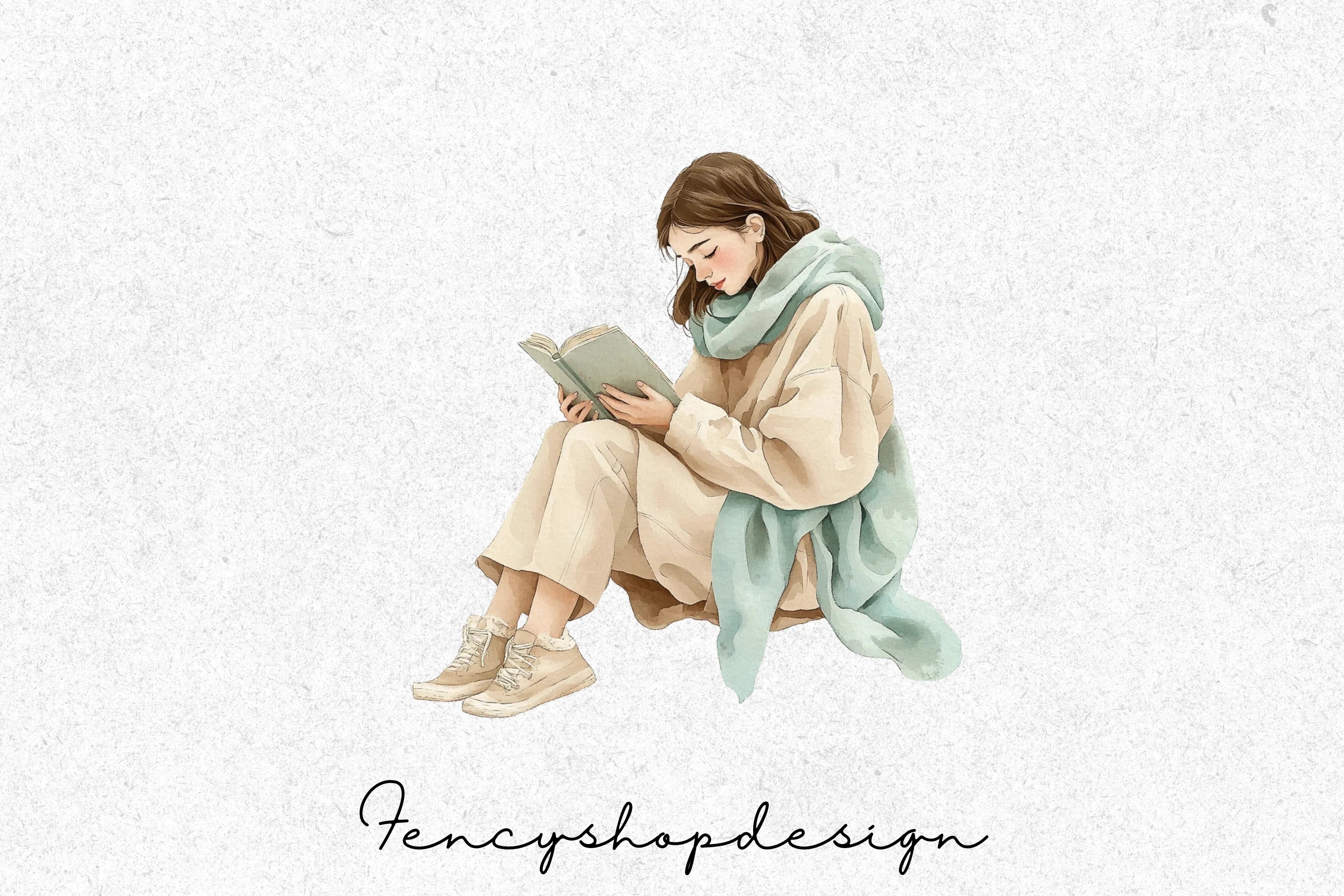 Women Reading Book Clipart Bundle
