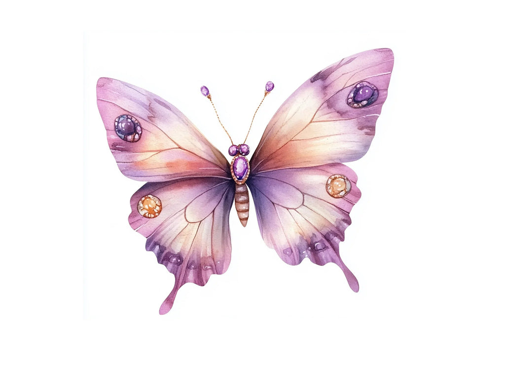 Purple Pink Jeweled Butterfly Clipart Bundle