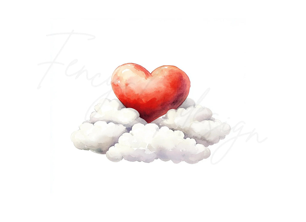 Heart on Cloud Clipart Bundle