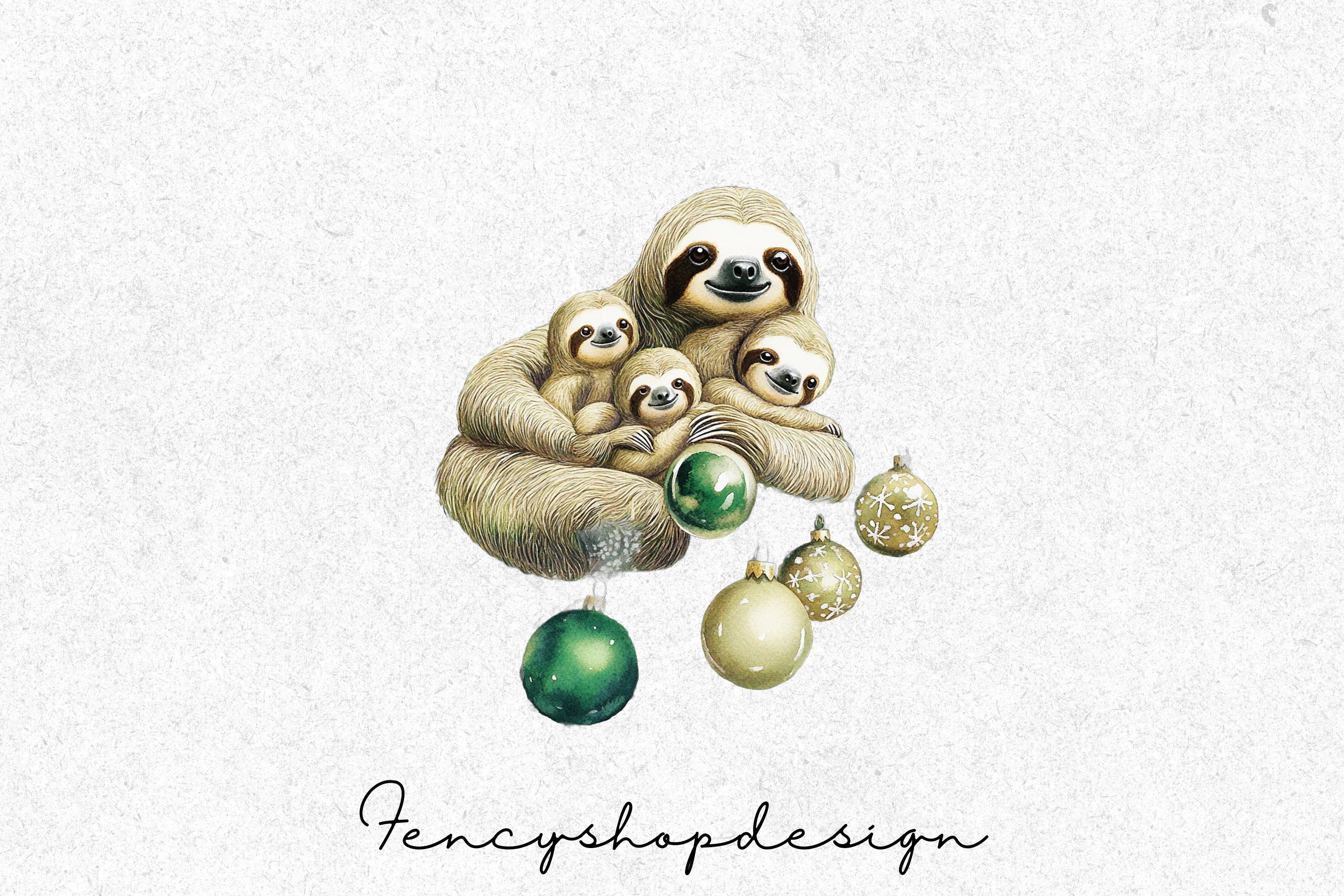 Christmas Sloth Family Clipart Bundle