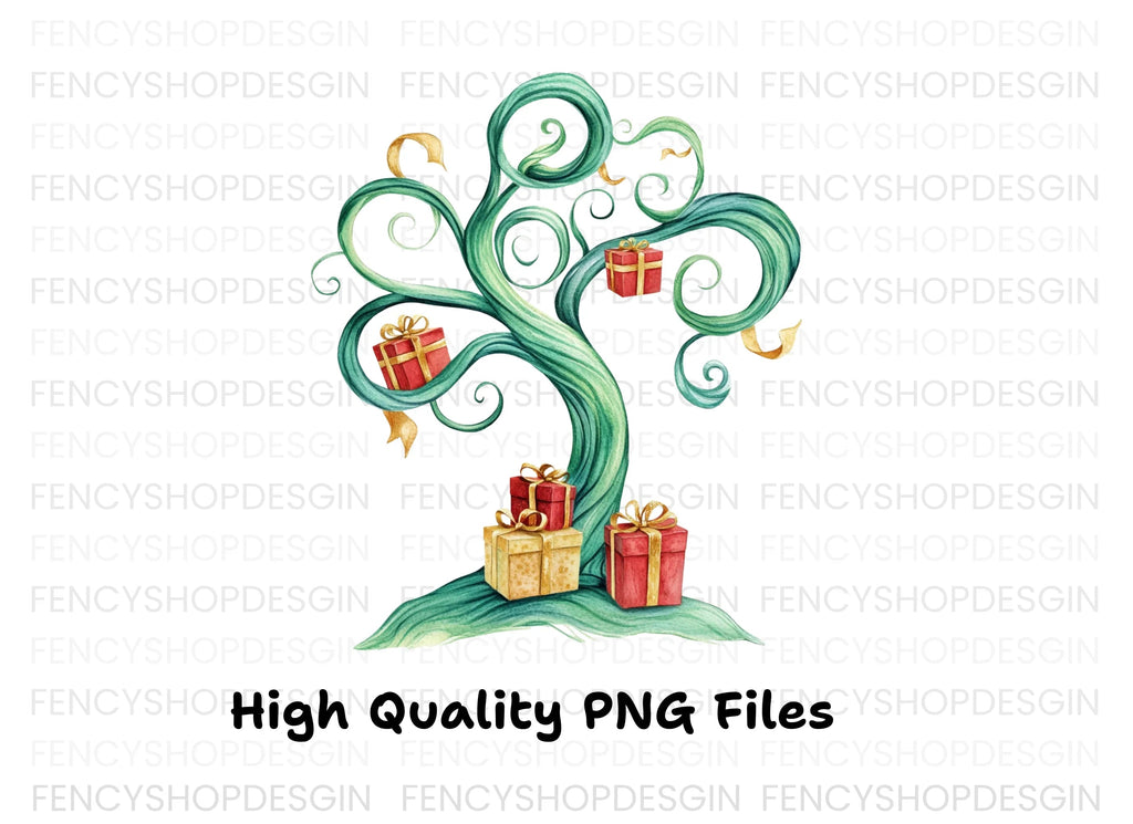 Whimsical Gift Trees Clipart Bundle